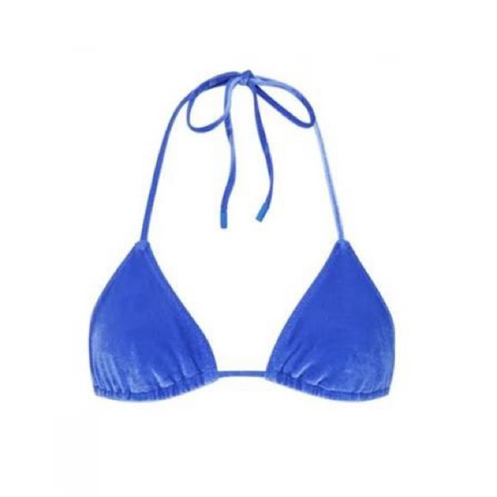Shiny Blue Triangle Bikini Top
